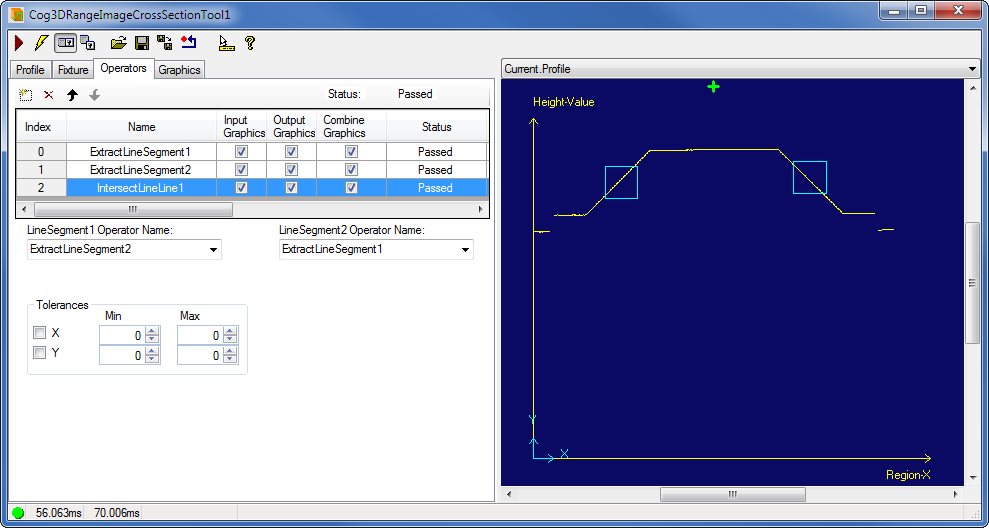 Cognex Image Processing Cog 3DRange Image Cross Section Intersect Line Line