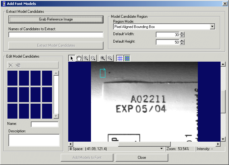 Identification OCV Walkthrough Font Editor OCVBlank Font Models