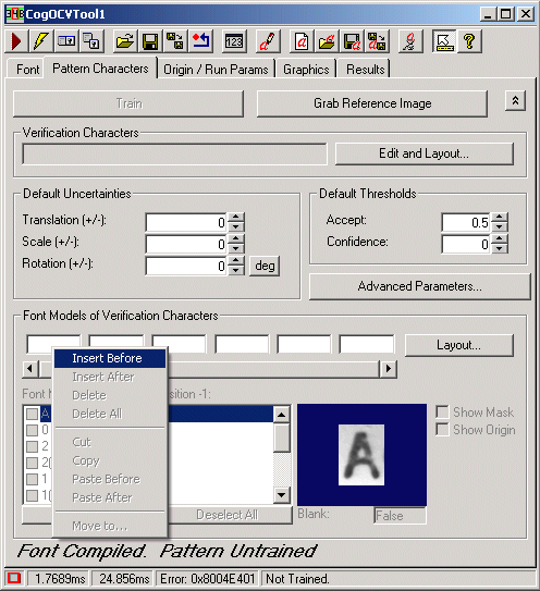 Identification OCV Walkthrough Train Character String OCVInsert Before
