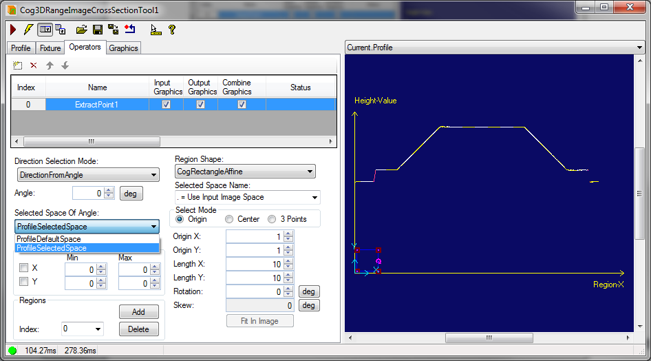 Cognex Image Processing Cog 3DRange Image Cross Section Extract Point Direction From Angle