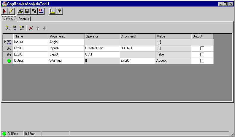 Cognex Results Analysis Reference Results Analysis Settings