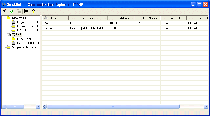 Quick Build Quick Build Walkthrough Explorer Comm ExplorerTCPIPDevices
