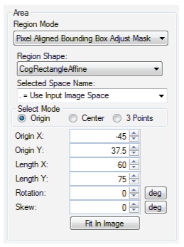 Cognex Image Processing Cog 3DRange Image Plane Estimator Settings Tab Area