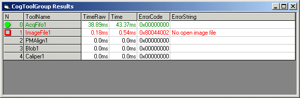 Cognex Tool Group Reference TGECResults Window