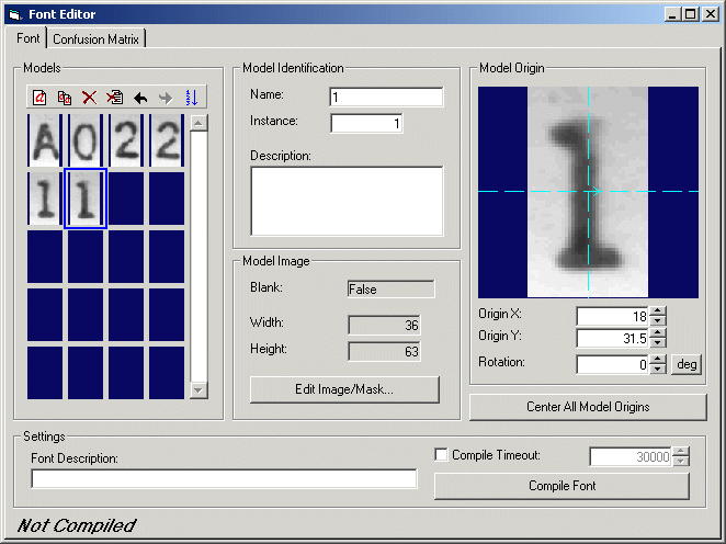 Identification OCV Walkthrough Font Editor OCVFont Editor Models
