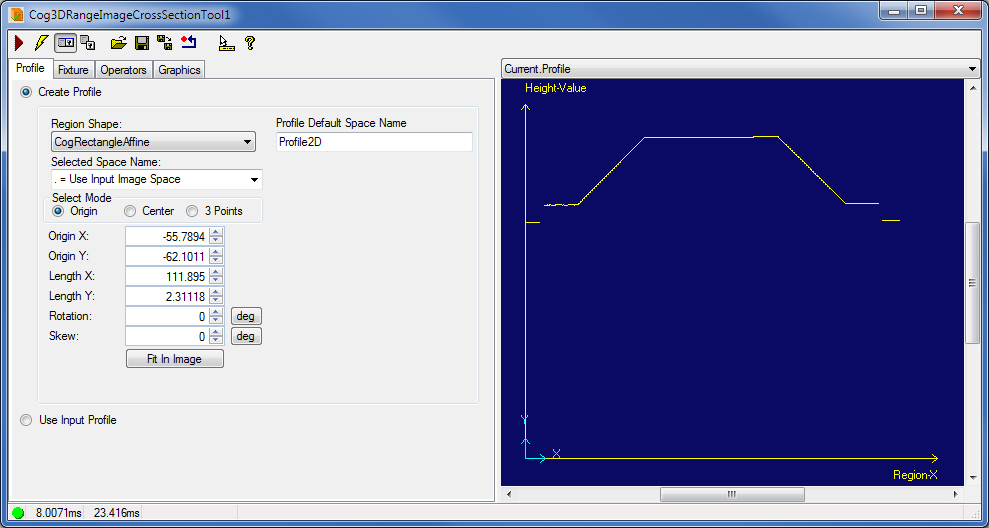 Image Processing Profile Plus Example 3DCross Section Profile Result